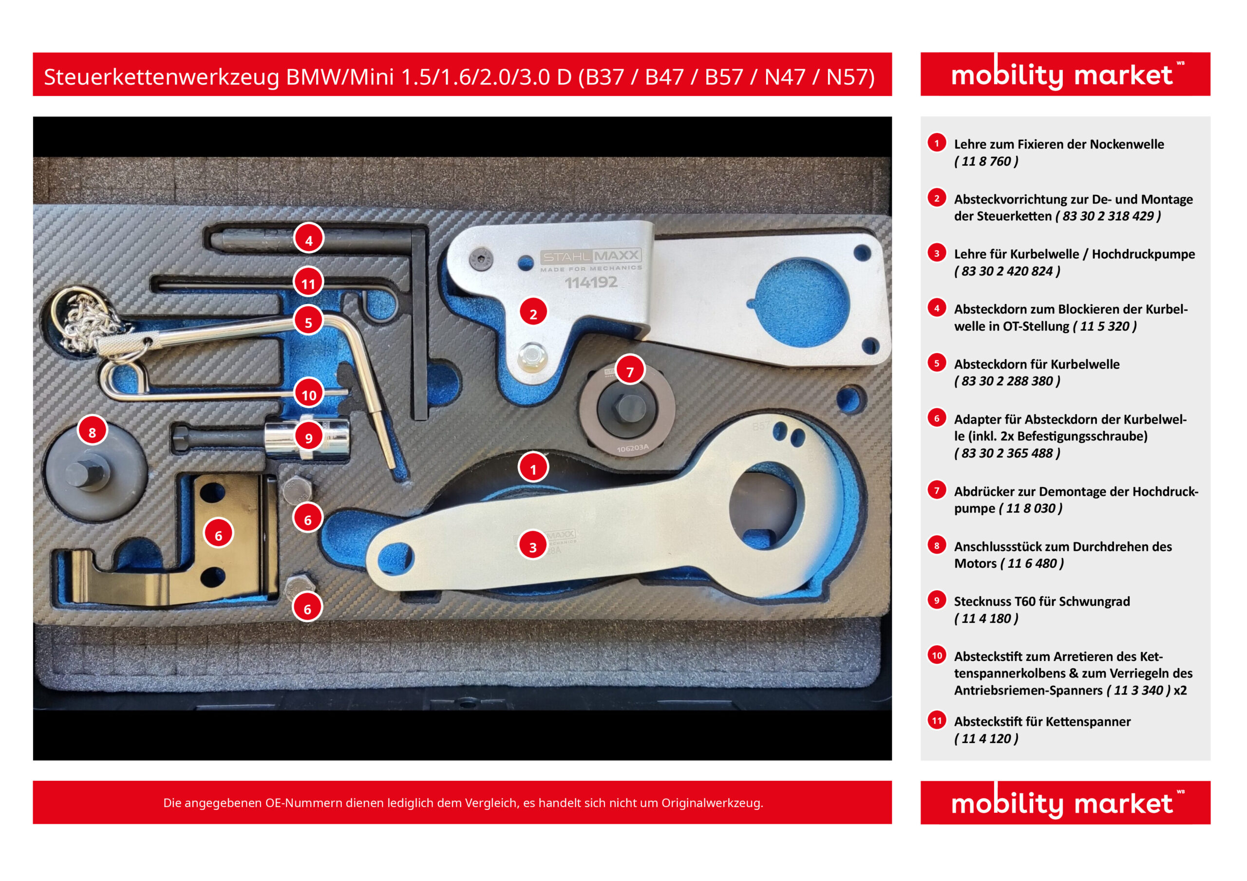 steuerkettenwerkzeug bmw/mini 1.5/1.6/2.0/3.0 d (b37 / b47 / b57 / n47 / n57)