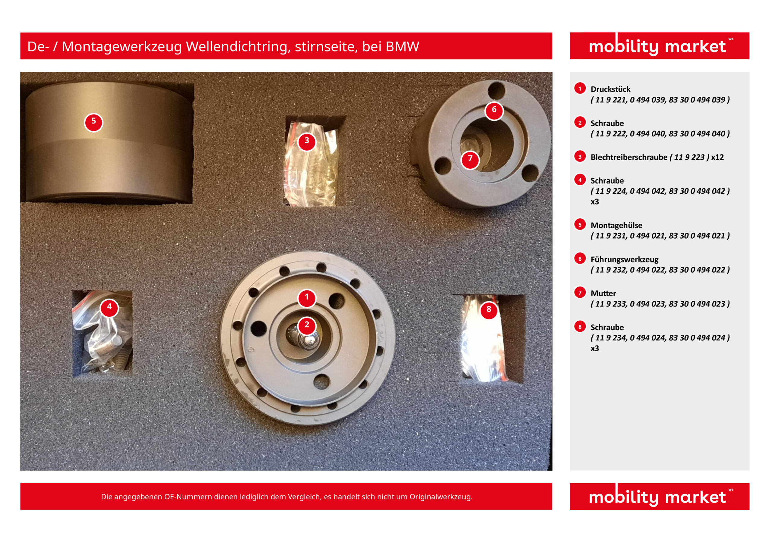 de / montagewerkzeug wellendichtring, stirnseite, bei bmw