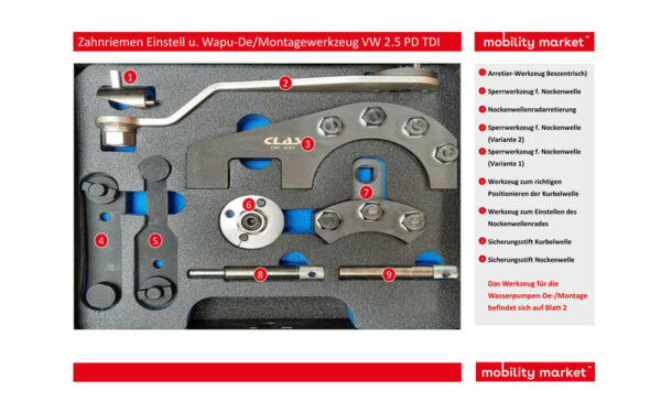 Zusatzbild 1 Steuerrädereinstell u. Wasserpumpen-De/Montagewerkzeug VW 2.5 PD TDI