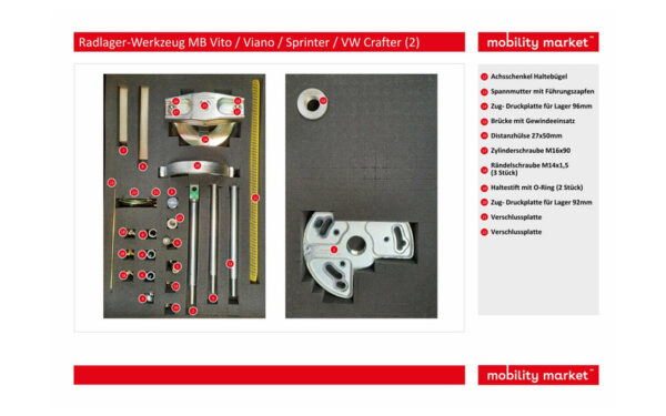 Zusatzbild 2 Radlager-Werkzeug Mercedes-Benz Vito / Viano (W639), Sprinter (906), VW Crafter (2E/2F)