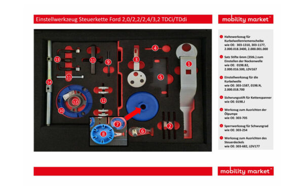 Zusatzbild 1 Einstellwerkzeug Steuerkette Ford 2,0/2,2/2,4/3,2 TDCi/TDdi