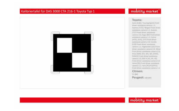 Zusatzbild 1 Kalibriertafel für DAS 3000 CTA 216-1: Toyota Typ 1
