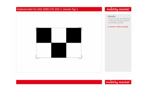 Zusatzbild 1 Kalibriertafel für DAS 3000 CTA 203-1: Honda Typ 1