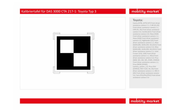 Zusatzbild 1 Kalibriertafel für DAS 3000 CTA 217-1: Toyota Typ 3