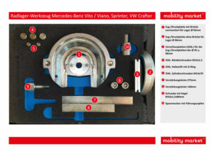 Zusatzbild 1 Radlager-Werkzeug Mercedes-Benz Vito / Viano (W639), Sprinter (906), VW Crafter (2E/2F)