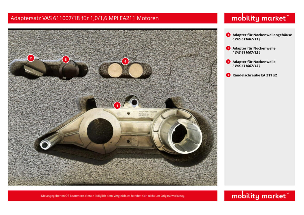 adaptersatz vas 611007/18 für 1,0/1,6 mpi ea211 motoren