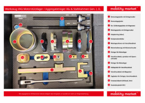 spezialwerkzeug für vag motorstützlager / aggregateträger, für alu und stahlrahmen gen. i, ii, iii