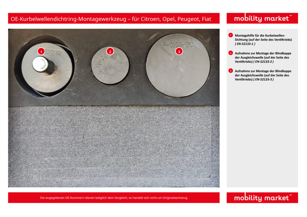 oe kurbelwellendichtring montagewerkzeug – für citroen, opel, peugeot, fiat en 52133, 0109 3, 2.000.037.168