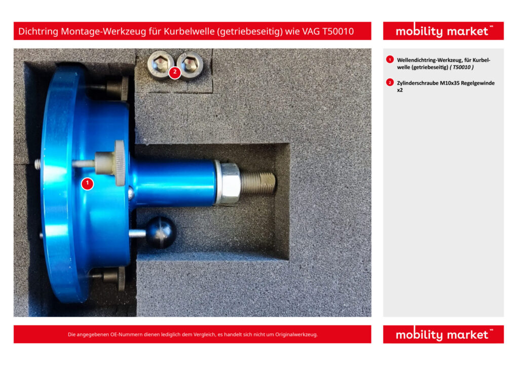dichtring montage werkzeug für kurbelwelle (getriebeseitig) wie vag t50010